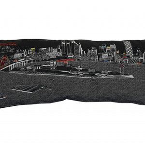 35" Black Memphis Nighttime Skyline Lumbar Decorative Pillow