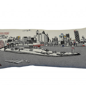 Cojín decorativo lumbar de 35 pulgadas con diseño de horizonte de luz diurna de Memphis, color blanco