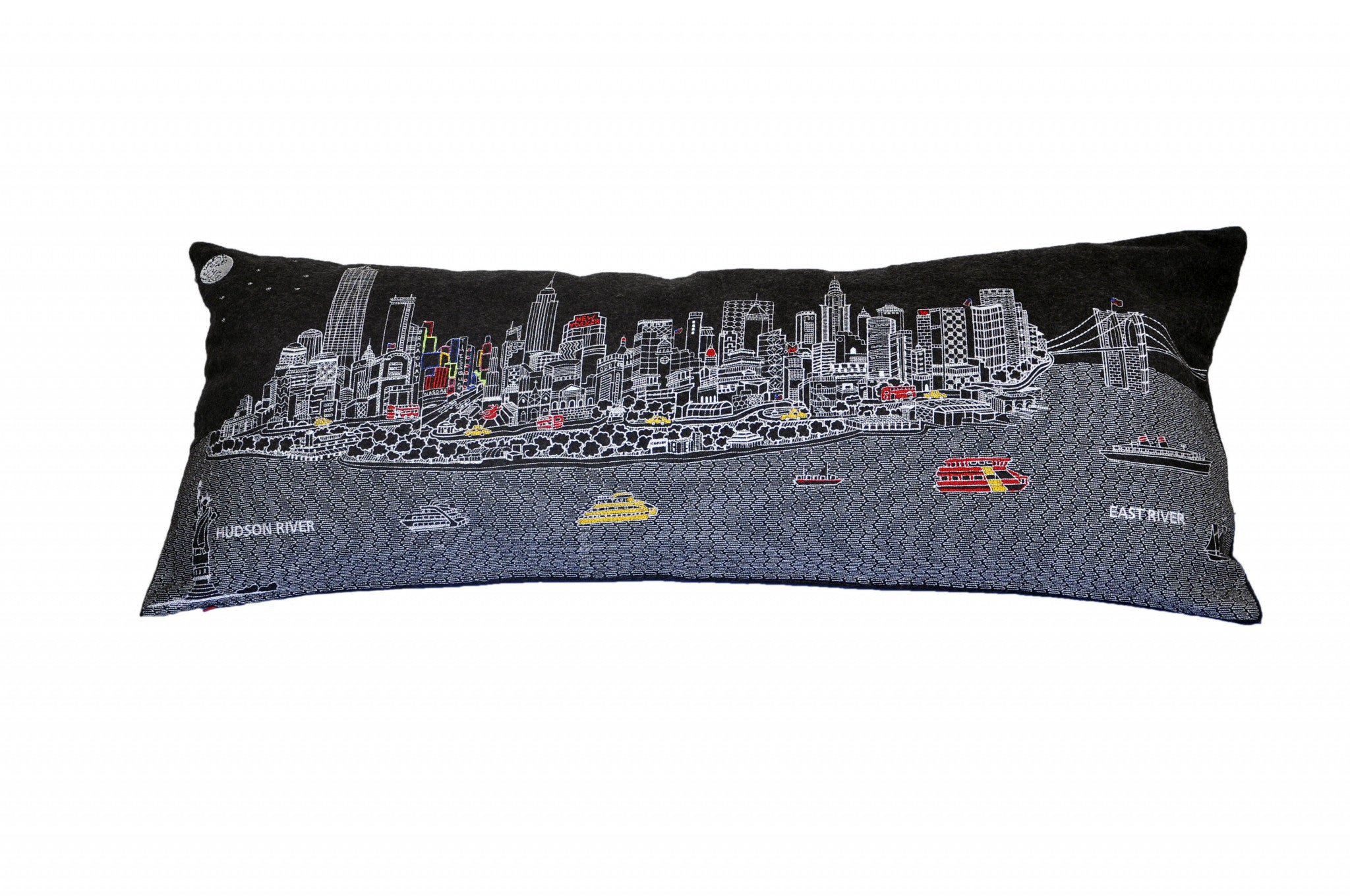 Black and White NYC Night time Skyline Standard Lumbar Decorative Pillow 35"