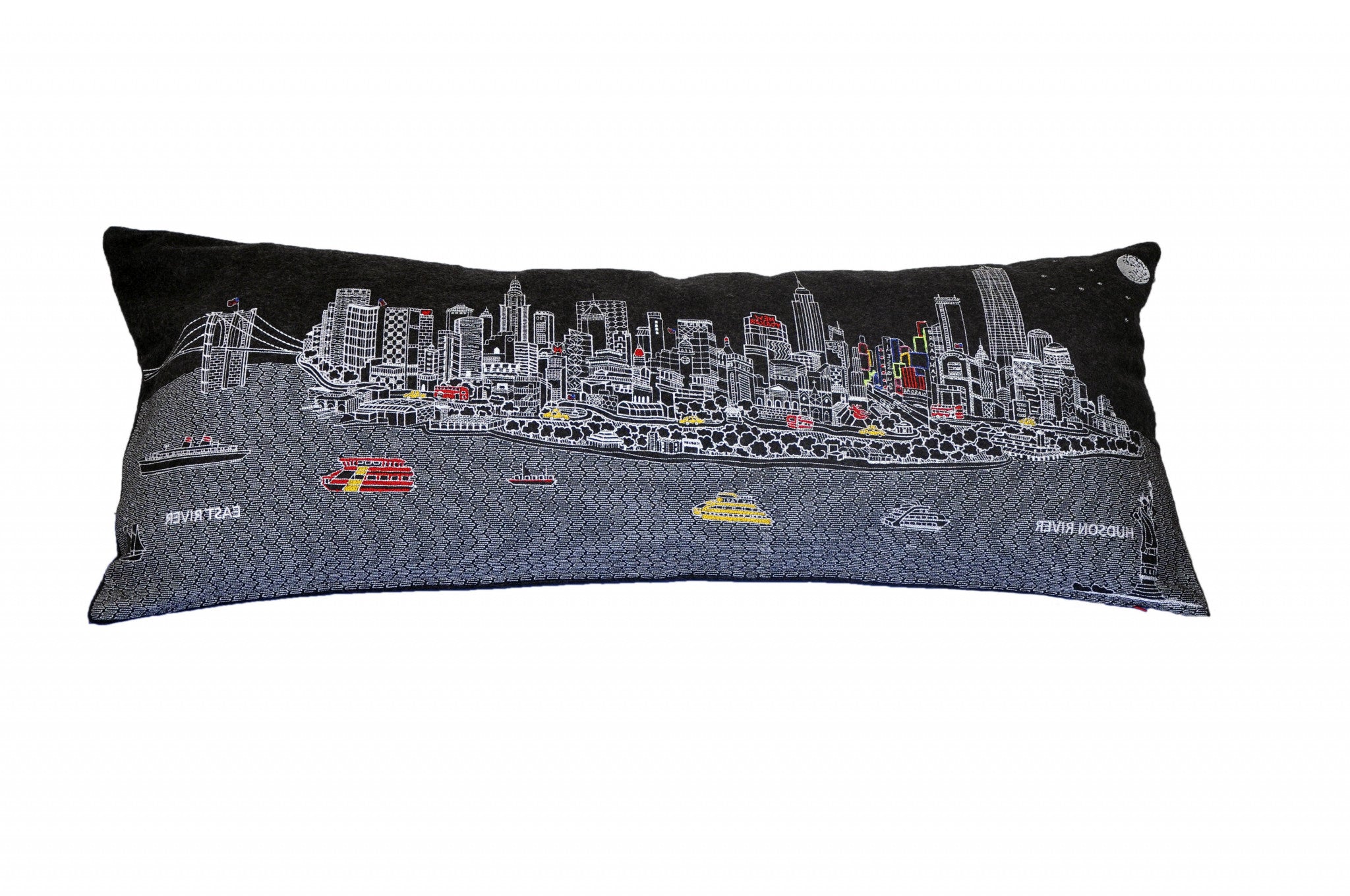 Black and White NYC Night time Skyline Standard Lumbar Decorative Pillow 35"