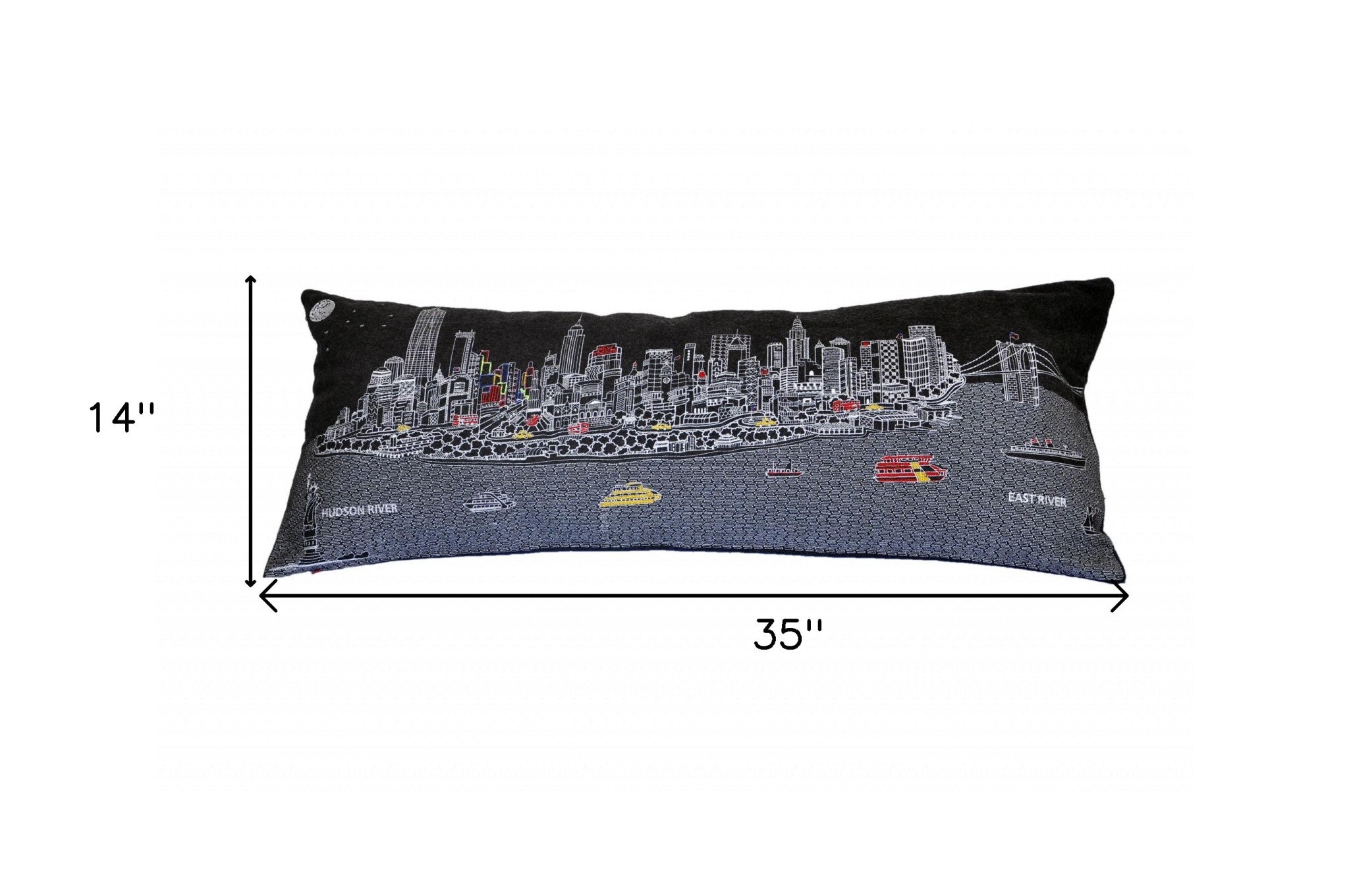 Black and White NYC Night time Skyline Standard Lumbar Decorative Pillow 35"