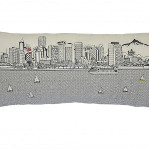 35" White Portland Daylight Skyline Lumbar Decorative Pillow