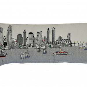 35" White San Diego Daylight Skyline Lumbar Decorative Pillow