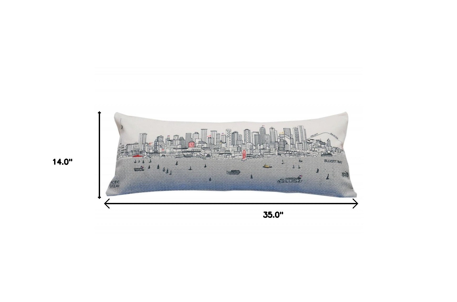 35" White Seattle Daylight Skyline Lumbar Decorative Pillow