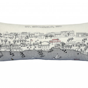 35" White St Michael's Daylight Skyline Lumbar Decorative Pillow
