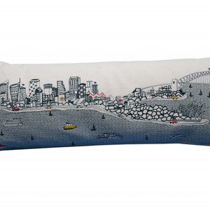35" White Sydney Daylight Skyline Lumbar Decorative Pillow