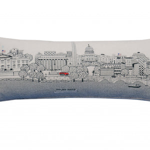 35" White Washington DC Daylight Skyline Lumbar Decorative Pillow