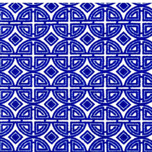 2' X 4' Cobalt Blue And White Geometric Washable Non Skid Area Rug