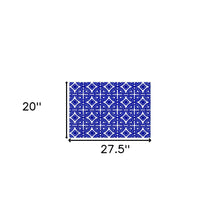 2' X 3' Cobalt Blue And White Geometric Tufted Washable Non Skid Area Rug