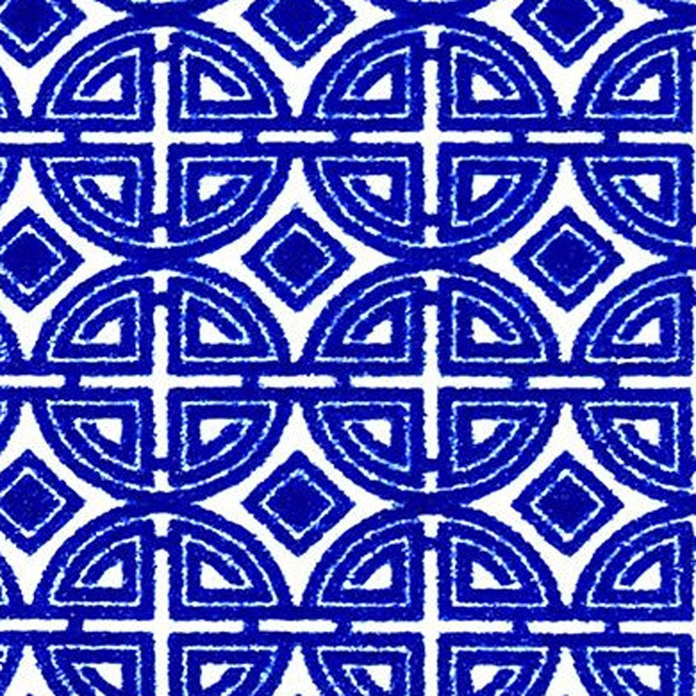 2' X 3' Cobalt Blue And White Geometric Tufted Washable Non Skid Area Rug