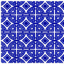 2' X 3' Cobalt Blue And White Geometric Tufted Washable Non Skid Area Rug