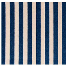 2' X 6' Navy And Sand Striped Tufted Washable Non Skid Area Rug