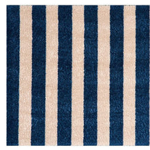 2' X 3' Navy And Sand Striped Tufted Washable Non Skid Area Rug