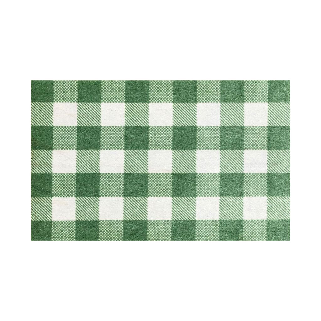 2' X 4' Green And White Plaid Tufted Washable Non Skid Area Rug