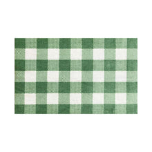2' X 4' Green And White Plaid Tufted Washable Non Skid Area Rug
