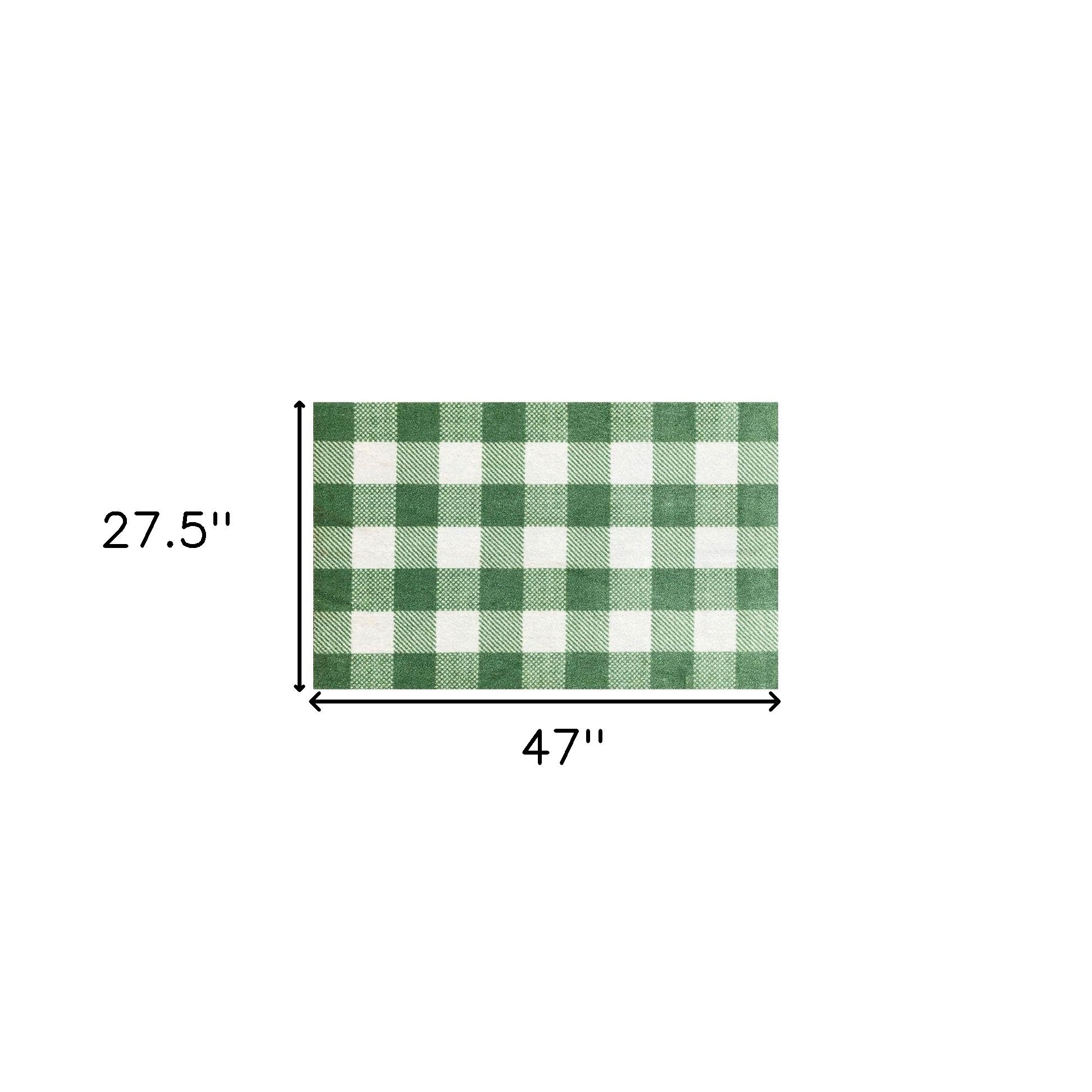 2' X 4' Green And White Plaid Tufted Washable Non Skid Area Rug
