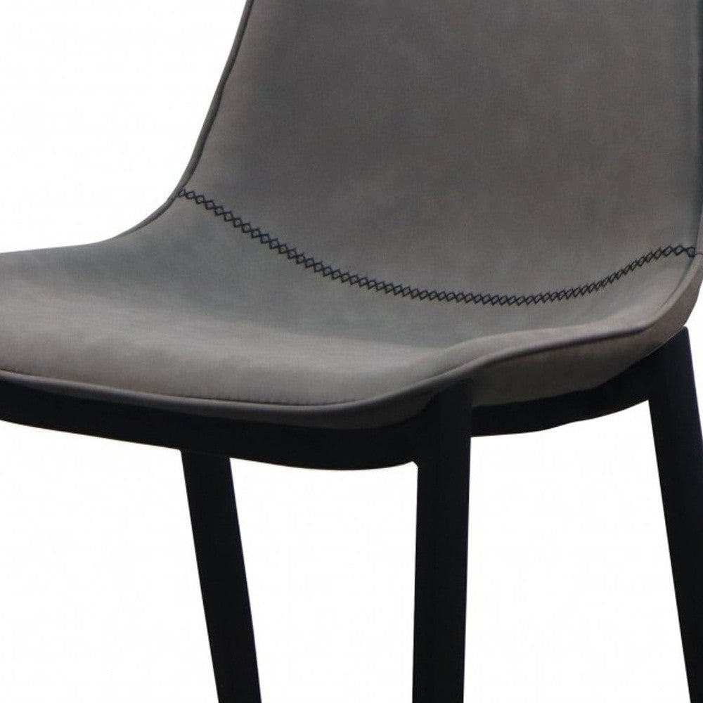 Set Of Two 38" Grey And Black Iron Low Back Counter Height Bar Chairs With Footrest