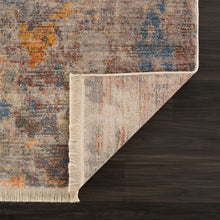 Gray Beige Blue And Yellow Abstract Power Loom Distressed Stain Resistant Area Rug - 9 x 12'