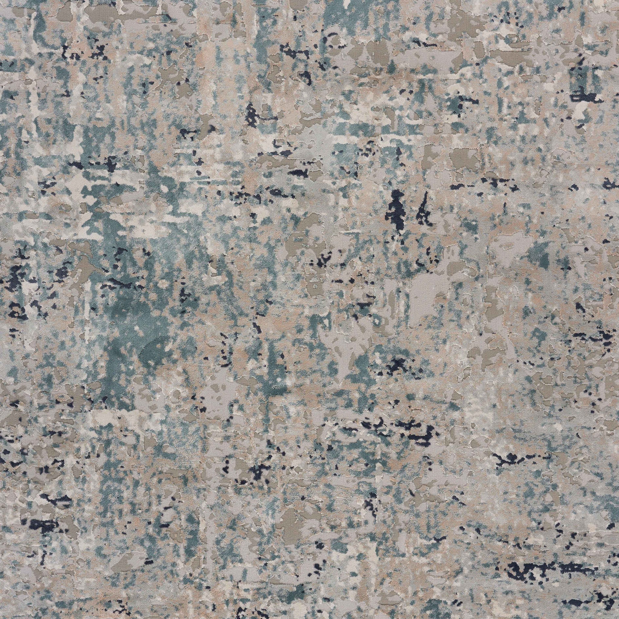 8' Gray Blue Taupe And Cream Abstract Distressed Runner Rug