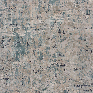 8' Gray Blue Taupe And Cream Abstract Distressed Runner Rug