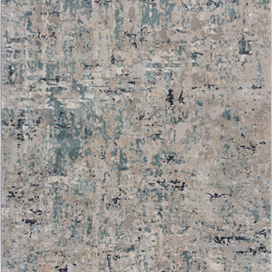 8' X 11' Gray Blue Taupe And Cream Abstract Distressed Stain Resistant Area Rug