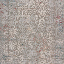 2' X 3' Gray Ivory Slate Blue And Wine Red Abstract Distressed Stain Resistant Area Rug