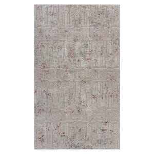 8' X 11' Gray Ivory Slate Blue And Wine Red Geometric Stain Resistant Area Rug