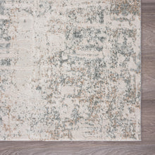 Gray Blue Taupe And Cream Abstract Distressed Stain Resistant Area Rug - 5' x 7'