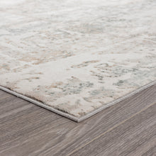 Gray Blue Taupe And Cream Abstract Distressed Stain Resistant Area Rug - 5' x 7'