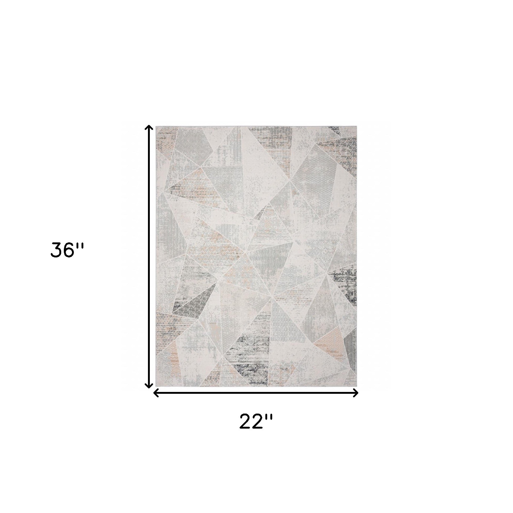 2' X 3' Gray Blue Taupe And Cream Geometric Distressed Stain Resistant Area Rug