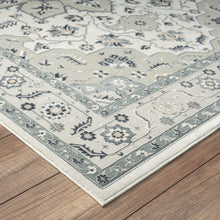 8' X 11' Gray Cream And Ivory Floral Stain Resistant Area Rug
