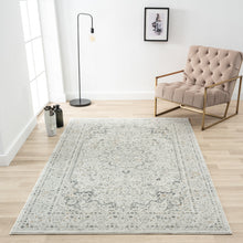Ivory Gray And Taupe Floral Stain Resistant Area Rug - 2' x 3'