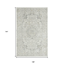 9' X 12' Ivory Gray And Taupe Floral Power Loom Stain Resistant Area Rug