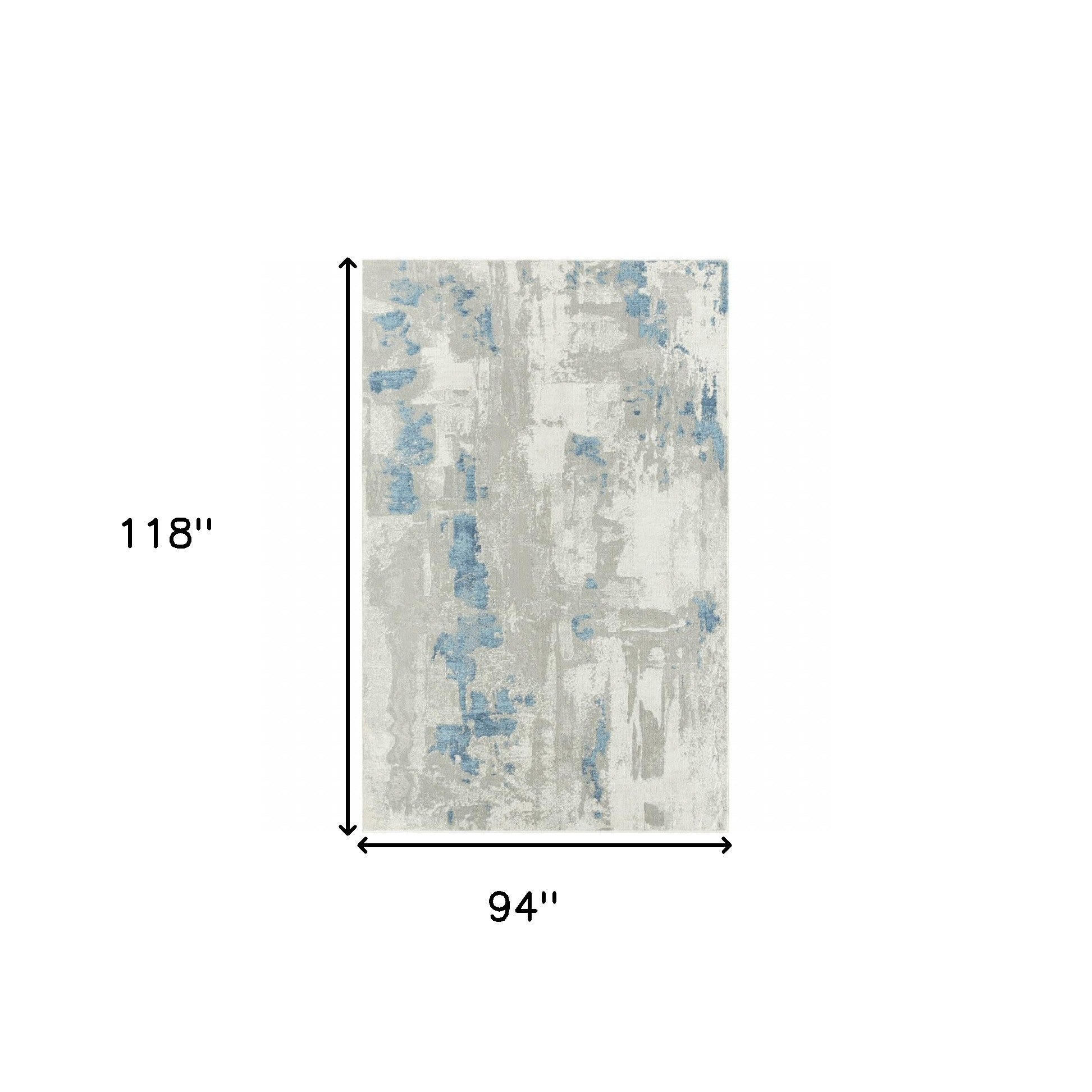 8' X 10' Ivory Gray And Blue Abstract Power Loom Stain Resistant Area Rug