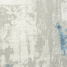 9' X 12' Ivory Gray And Blue Abstract Power Loom Stain Resistant Area Rug