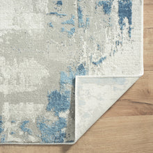 9' X 12' Ivory Gray And Blue Abstract Power Loom Stain Resistant Area Rug