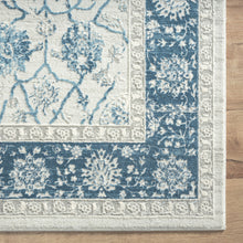 2' X 3' Blue Gray And Ivory Floral Stain Resistant Area Rug