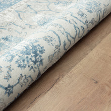 5' X 8' Blue Gray And Ivory Floral Power Loom Stain Resistant Area Rug