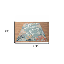 8' X 10' Blue And White Abstract Stain Resistant Indoor Outdoor Area Rug