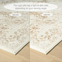 5' X 7' Beige Cream And Brown Damask Stain Resistant Area Rug