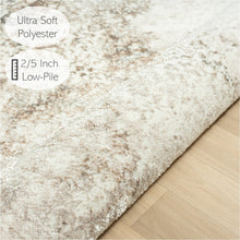 5' X 7' Beige Cream And Brown Damask Stain Resistant Area Rug