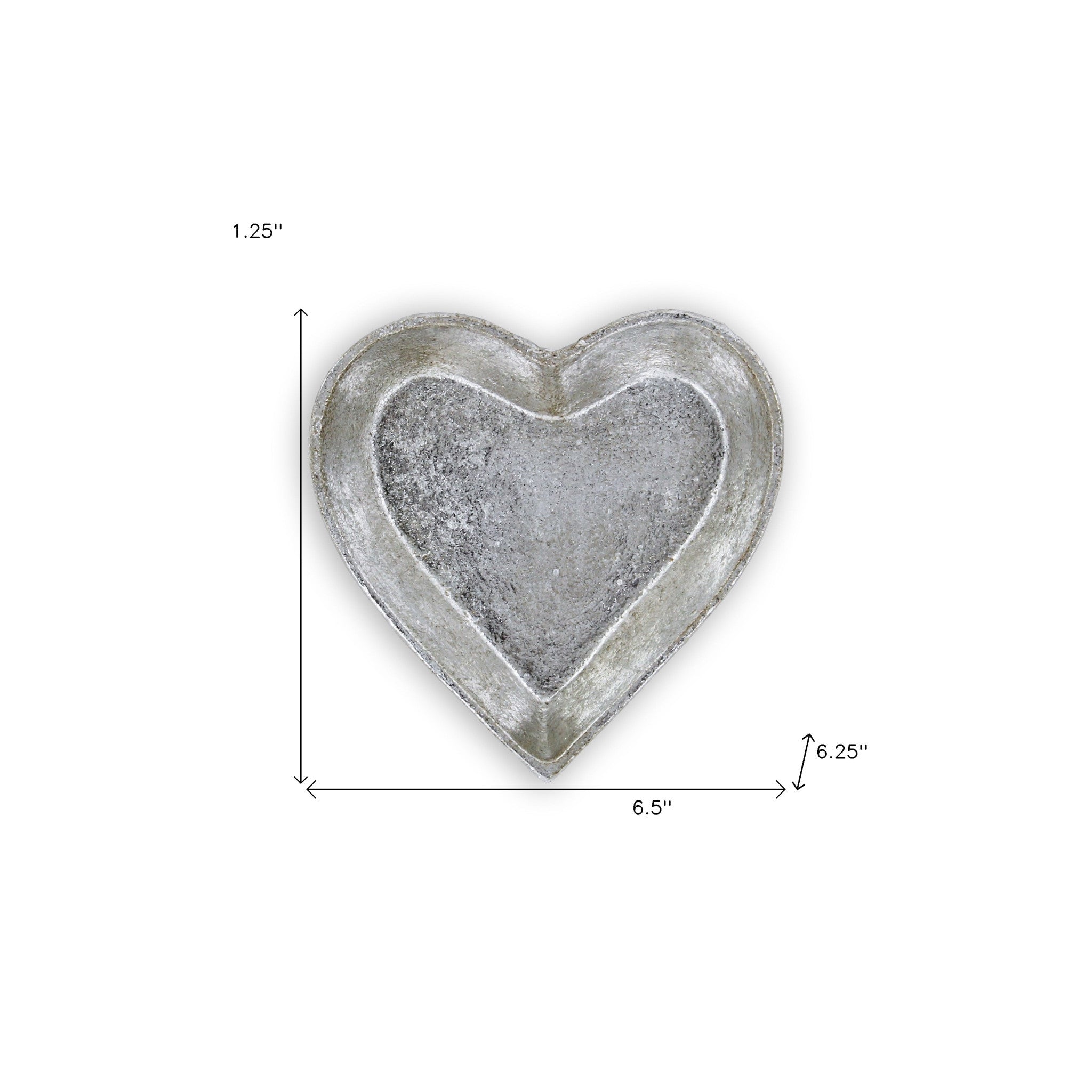 7" Silver Heart Metal Handmade Tray