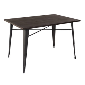 32" Brown And Gray Rectangular Solid Wood and Steel Dining Table