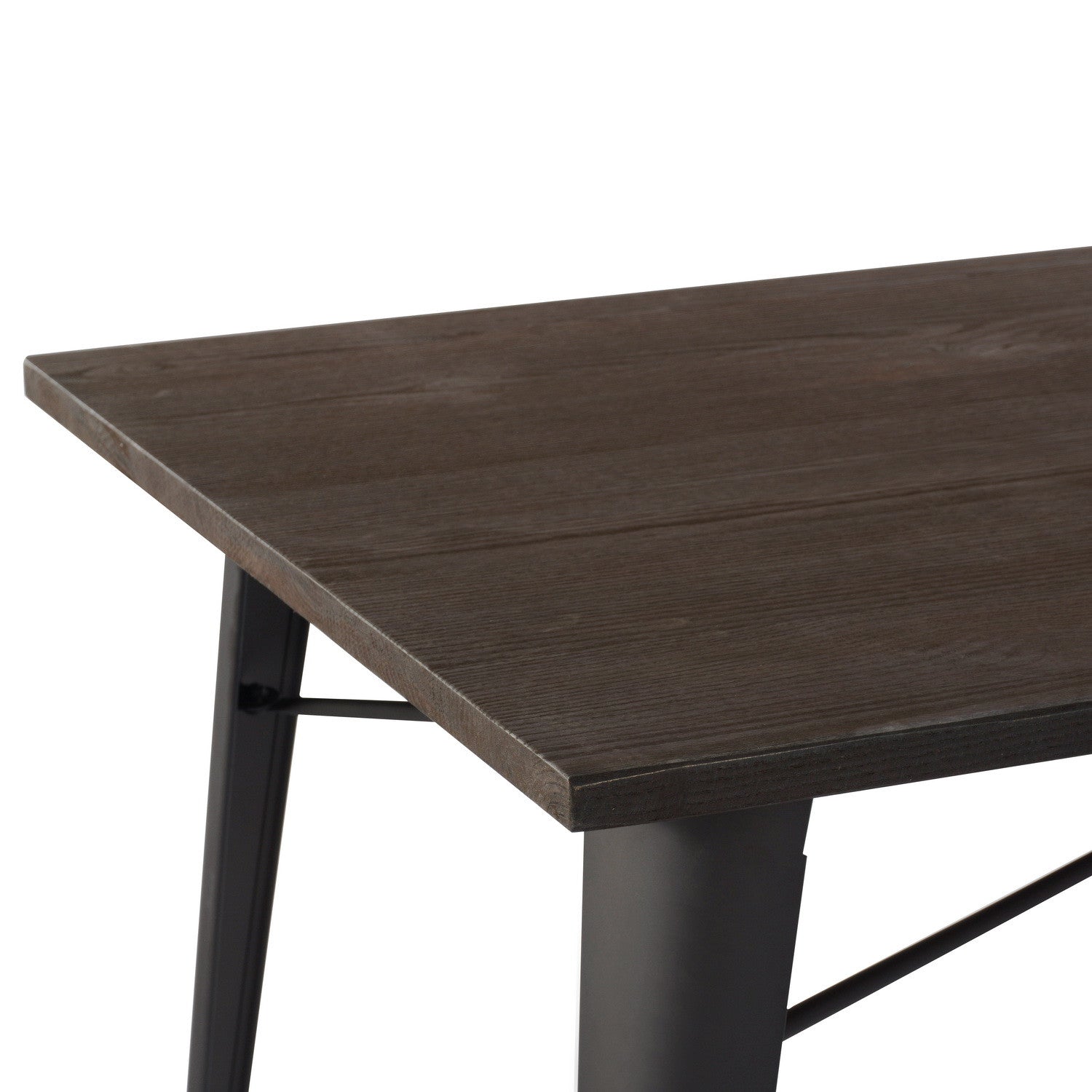 32" Brown And Gray Rectangular Solid Wood and Steel Dining Table