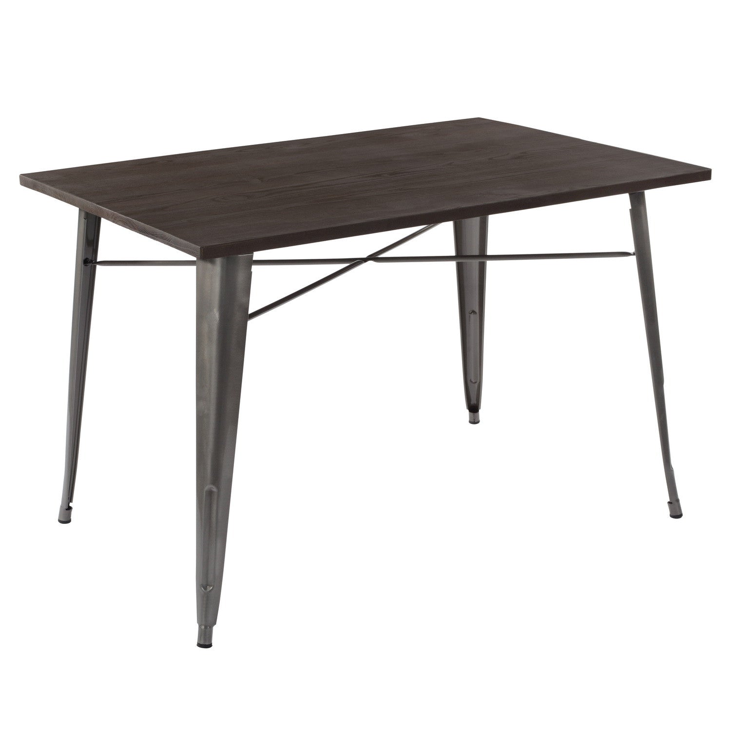 32" 32" Brown And Gray Rectangular Solid Wood and Steel Dining Table