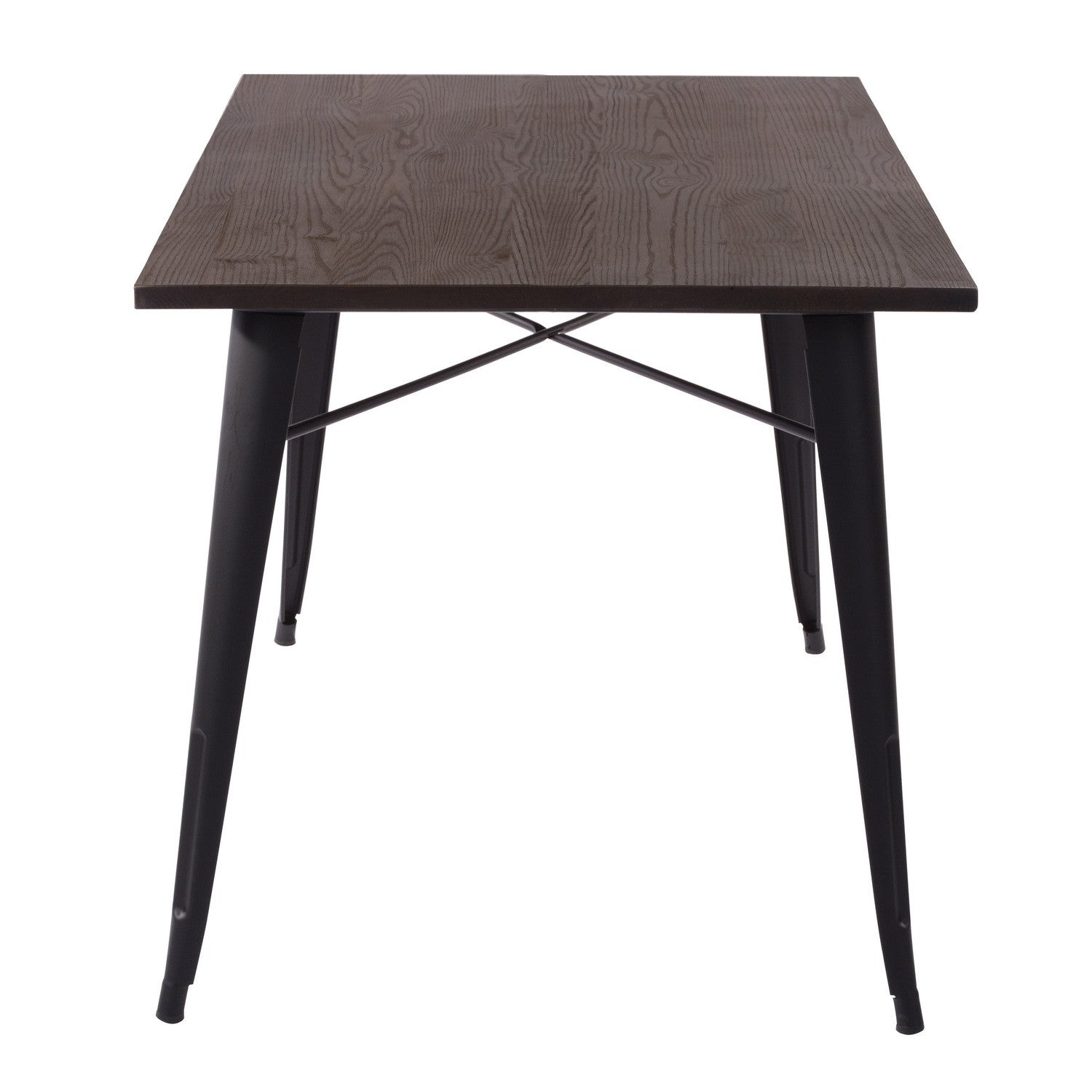 32" 32" Brown And Gray Rectangular Solid Wood and Steel Dining Table