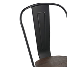 Set Of Two Black and Brown Wood and Metal Slat Back Dining Chairs