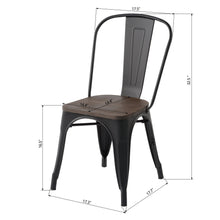 Set Of Two Black and Brown Wood and Metal Slat Back Dining Chairs