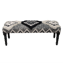Black And White Black Leg Southwest Upholstered Bench 47