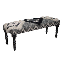 Black And White Black Leg Southwest Upholstered Bench 47